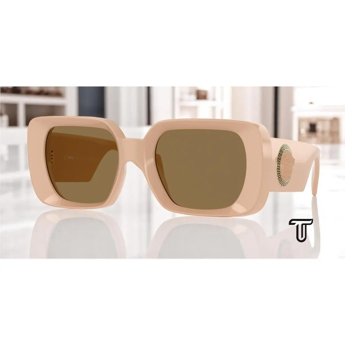 Women`s Sunglasses Beige Injected Propionate Frame 0VE4473U 548973 by Versace