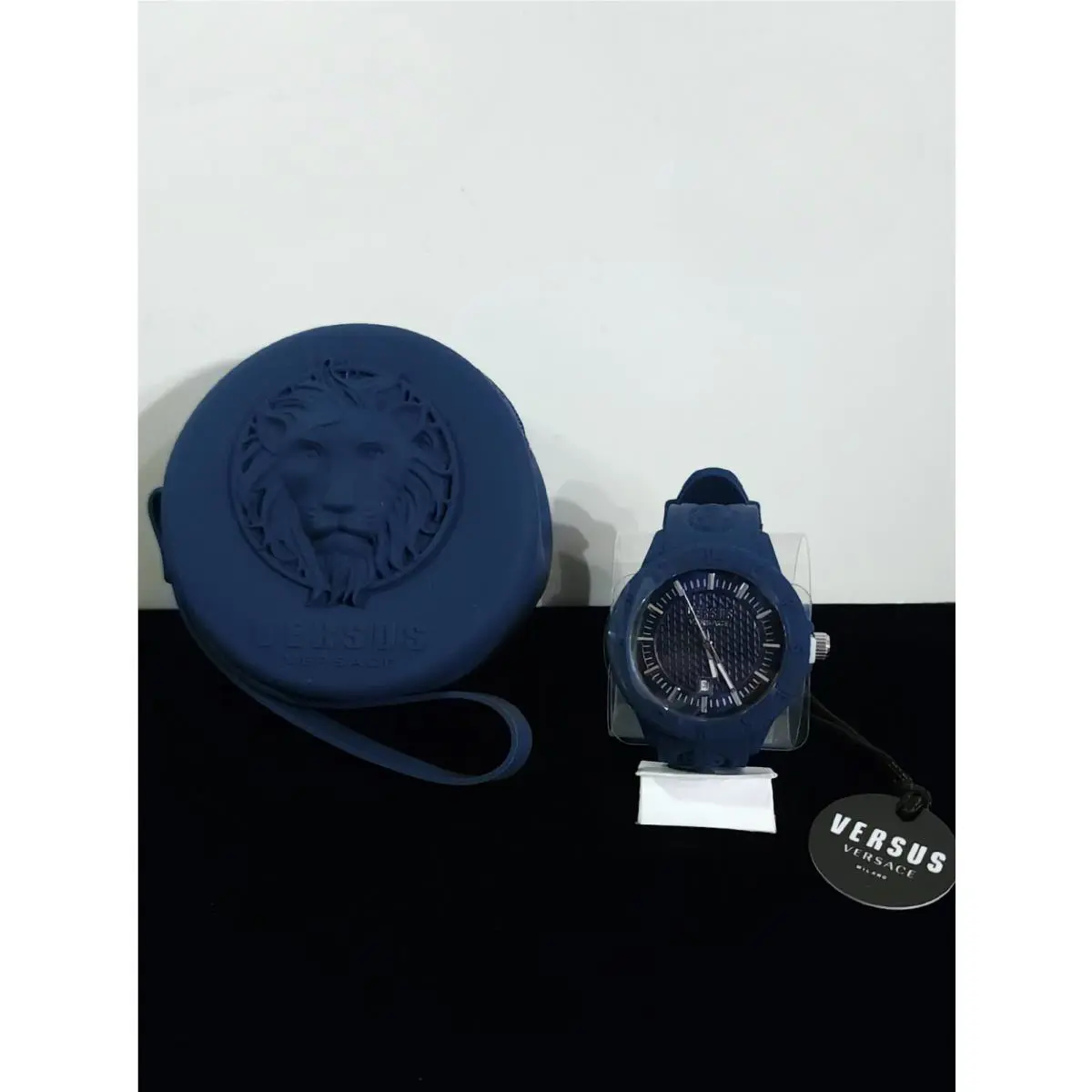 Versus Men`s Silicone Dark Blue Date Watch with Case 43mm by Versace