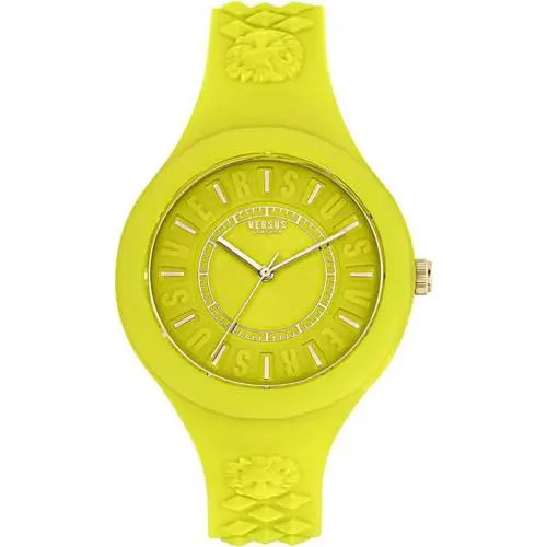 Versus Versace Womens Watch Fire Island Fashion Sport Silicone Strap Yellow 39mm