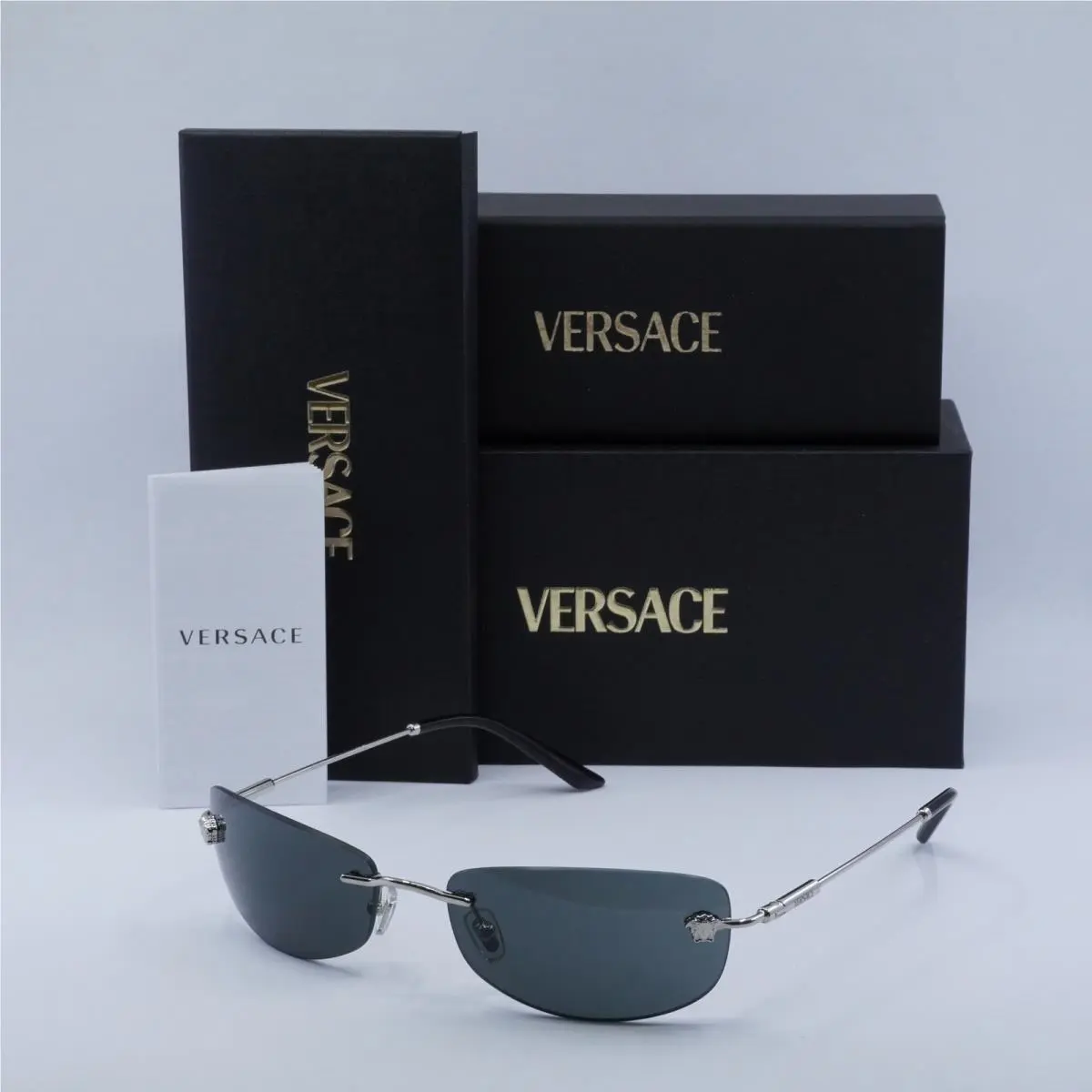 VE2279 100087 Silver/dark Grey 60-18-135 Sunglasses by Versace