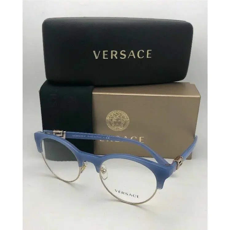 Versace Eyeglasses Mod 3233-B 5227 49-20 140 Blue Gold Frames w/ Crystals