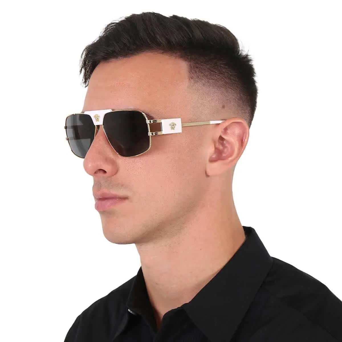 Dark Grey Navigator Men`s Sunglasses VE2251 147187 63 VE2251 147187 63 by Versace