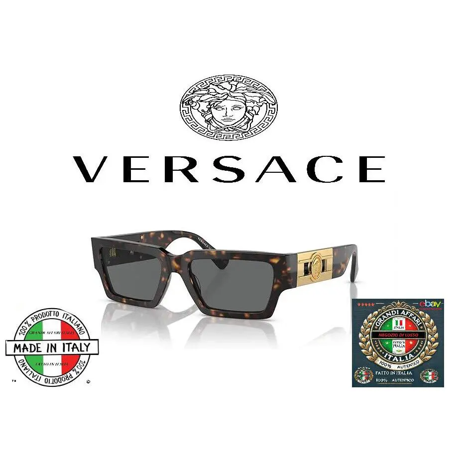 Versace Unisex Sunglasses Havana Frame Dark Grey Lenses 54/18/140mm