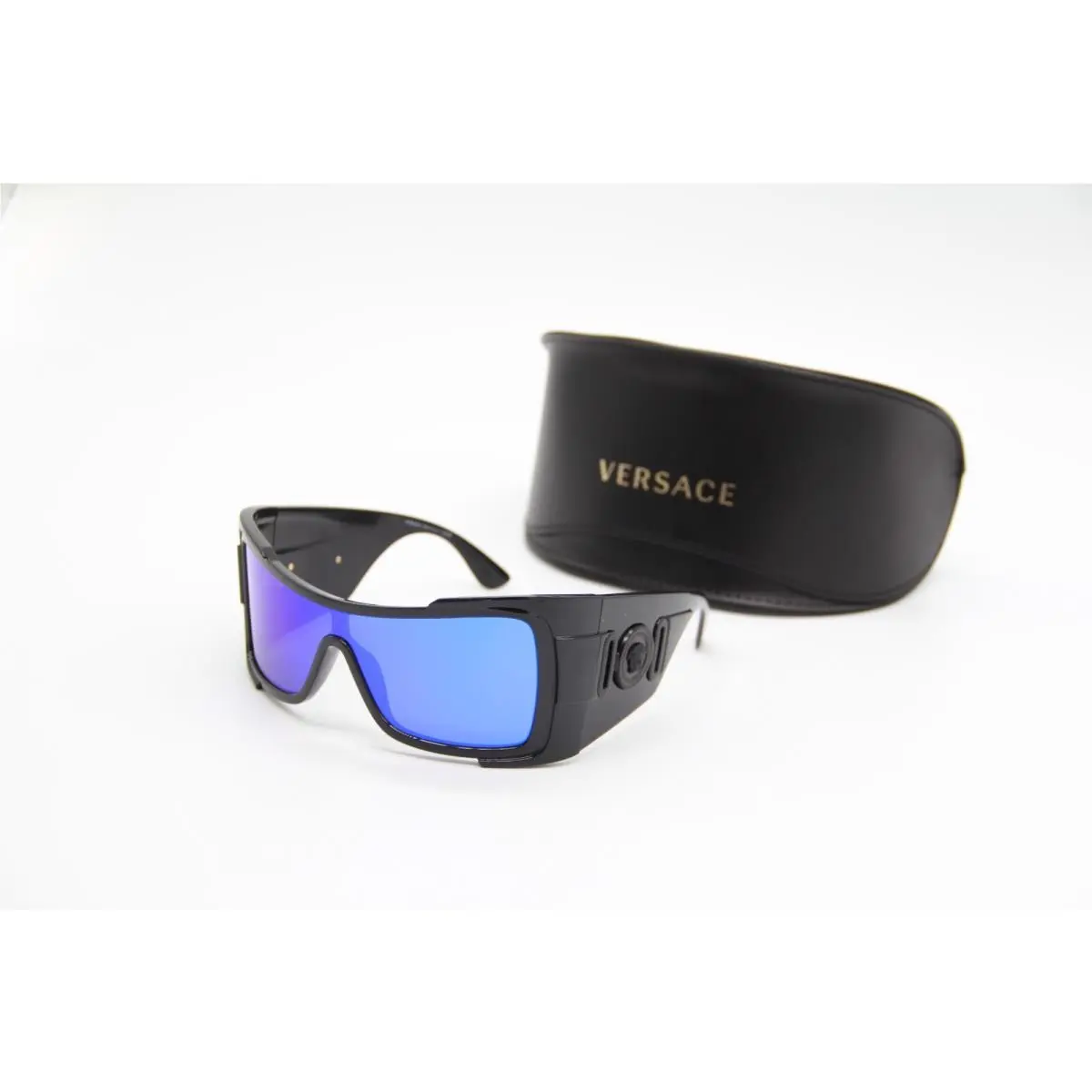 VE4451 GB1/55 Black Blue Oversized Shield Sunglasses Versace Mod 4451 GB155