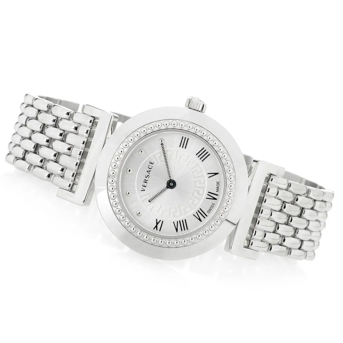 Versace Women`s P5Q99D001 H090 Vanity Stainless Steel Silver Dial Bracelet Watch