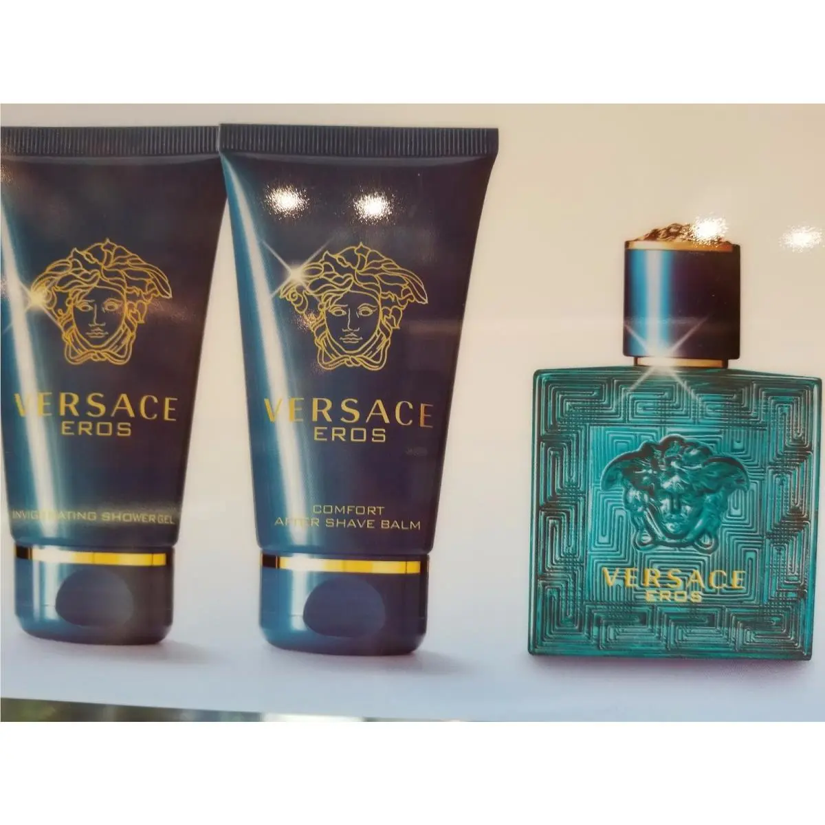 Versace Eros by Gianni Versace 3 Piece Edt Gift Set For Men Gel Aftershave Edt