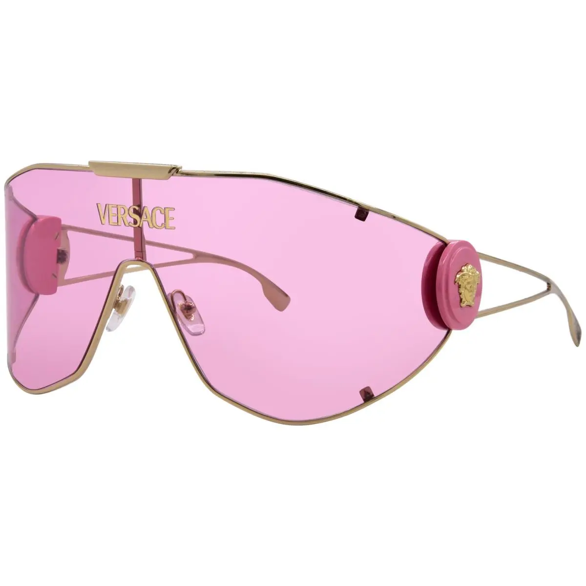 Versace VE2268 100284 Sunglasses Gold/pink Lenses Shield Style 42mm
