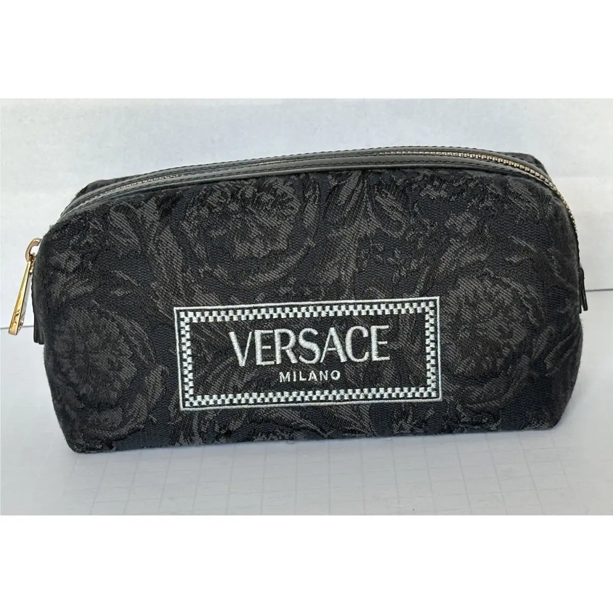 Versace Fabric Barocco Jacquard Black Beauty Pouch 1013925