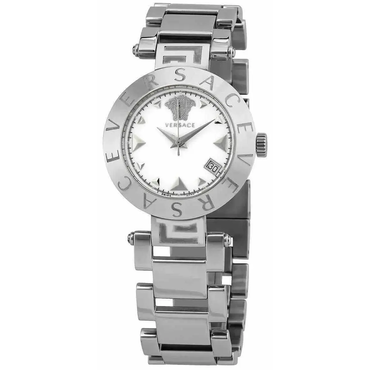 Versace Reve Stainless Steel White Dial Ladies Watch XLQ99D001S09 - Dial: White, Band: Silver