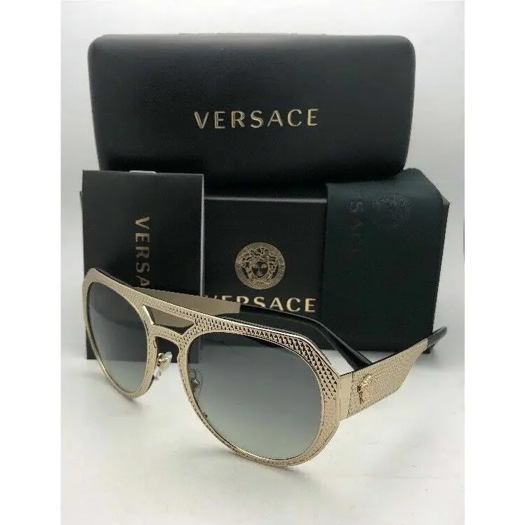 Sunglasses VE 2175 1252/11 60-17 Pale Gold Aviator Frame W/gray Fade by Versace