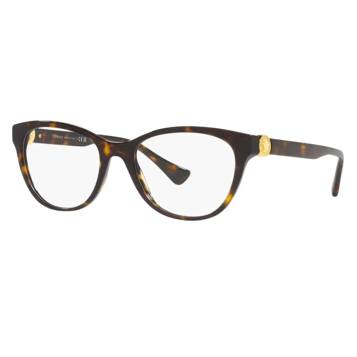 Versace Cat Eyes Eyeglasses Mod. 3330 108 55-19 145 Large Tortoise Gold Frames - Frame: Tortoise & Gold, Lens: Demos with Imprint