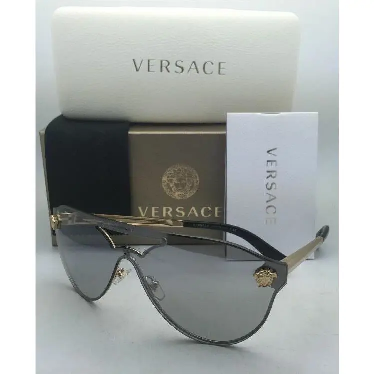 Versace Sunglasses VE 2161 1002/6G Gold Black Frames w/ Grey+silver Mirror