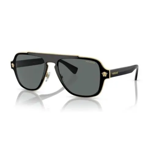 Versace Man Sunglasses 0VE2199 100281 56mm Polarized Black Lenses Metal Frame