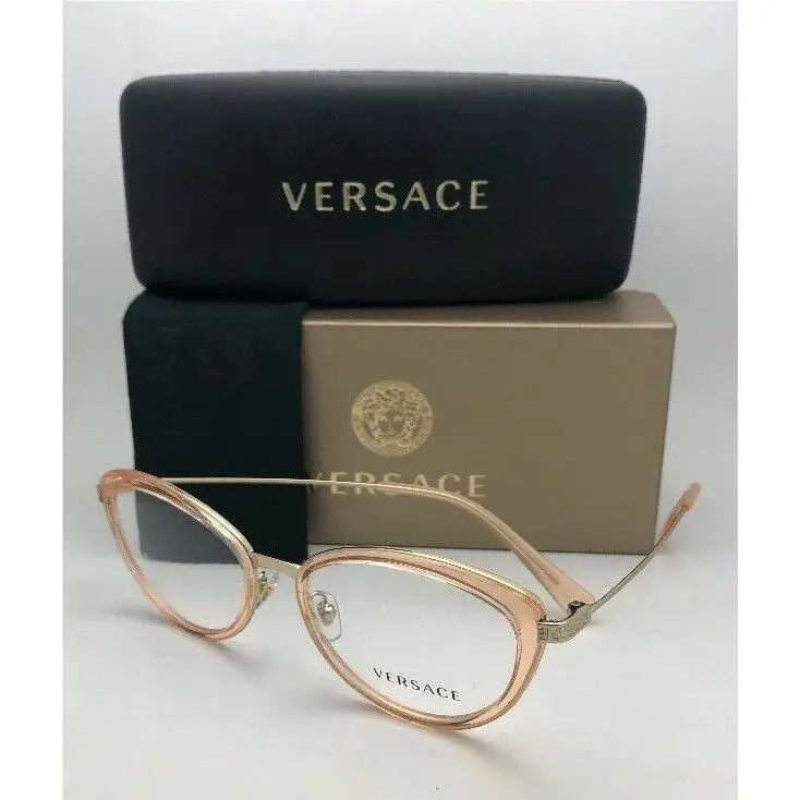 Versace Eyeglasses MOD.1244 1406 53-17 140 Coral and Gold Cat Eye Frames