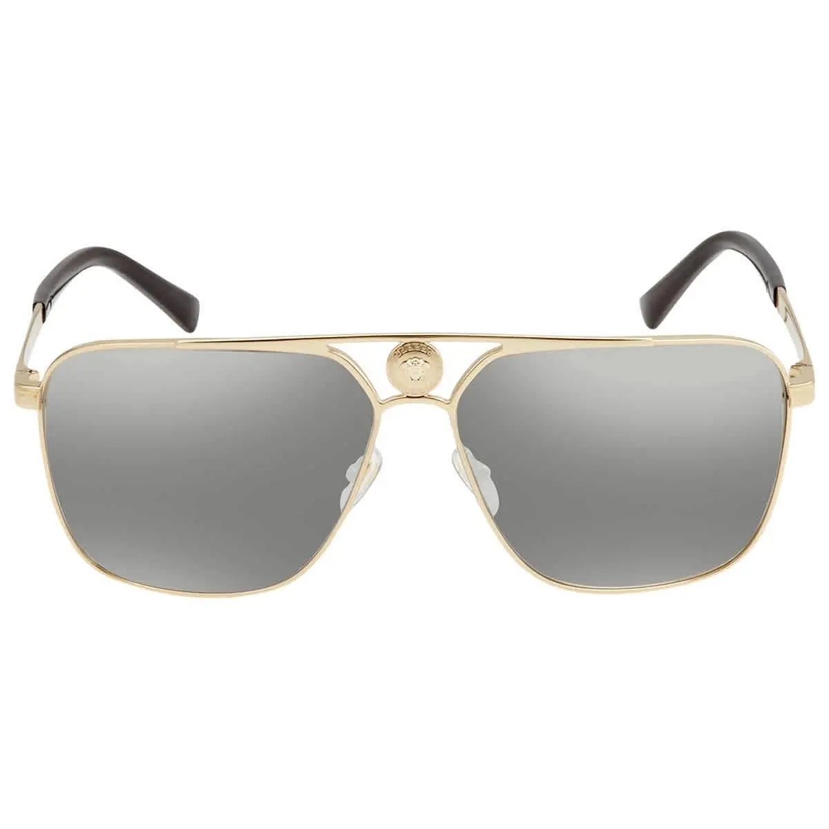 Versace Light Gray Mirror Silver Rectangular Men`s Sunglasses VE2238 12526G 61