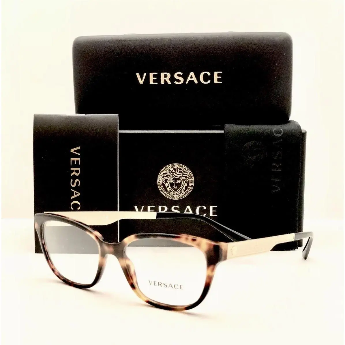 Versace Eyeglasses 3240 5208 Havana 52•16•140 with Case