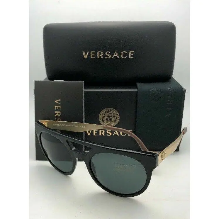 Versace Sunglasses VE 4339 5248/87 55-20 Black Gold Frame w/ Grey Lenses