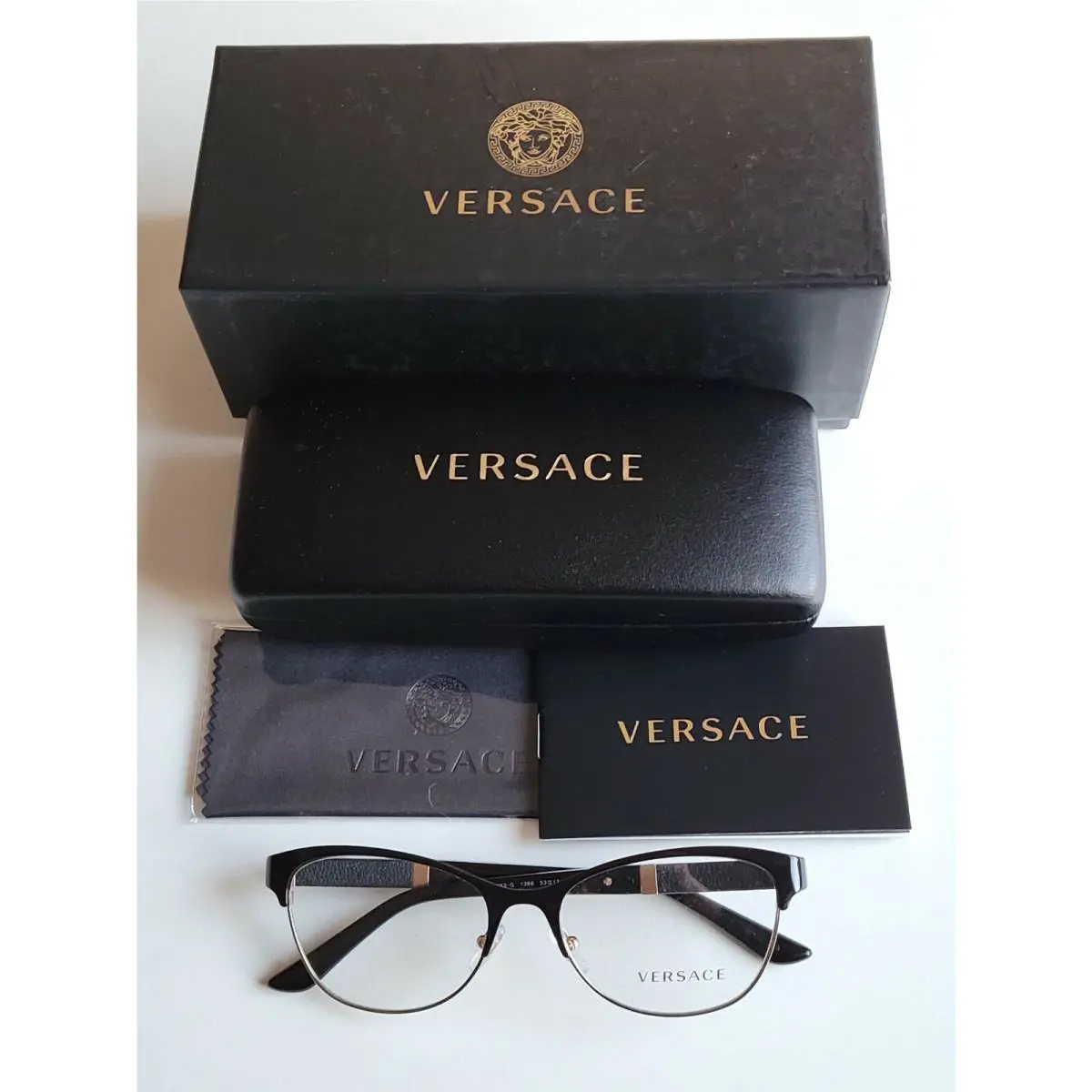 Versace Women`s Eyeglass Frames Black/gold Accent Temples