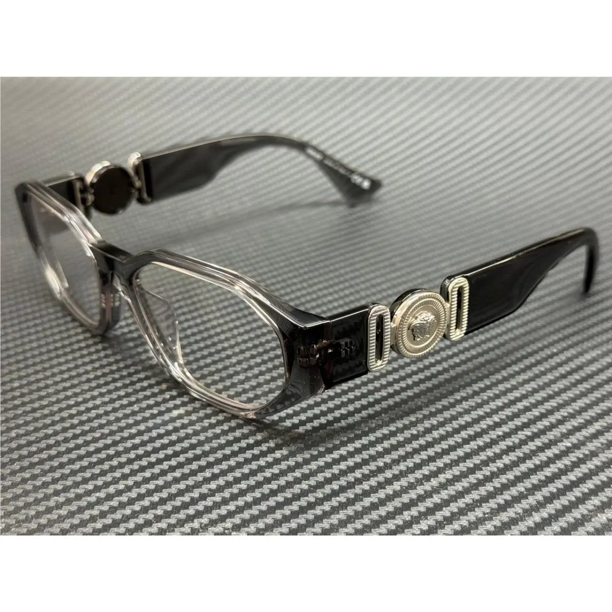 Versace VE3320U 593 Grey Transparent Men`s 56 mm Eyeglasses