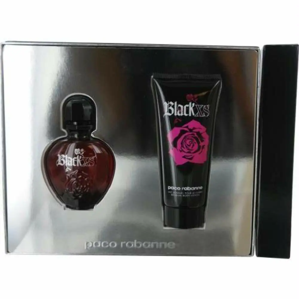 Black XS by Paco Rabanne Gift Set For Women: Edt Spray 1.7 OZ Body Lotion 3.4