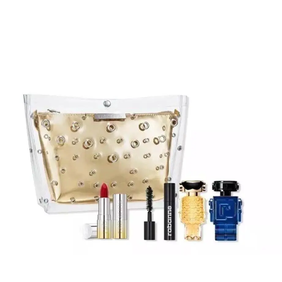 Paco Rabanne Fame Fragrance 5 pc Gift Set Glossy Red Lipstick Mascara Pouch