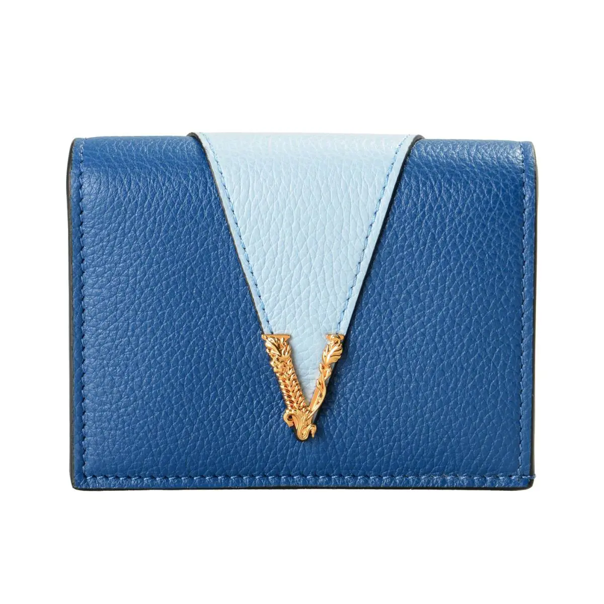 Versace Women`s Textured Leather V Logo Card Case Wallet