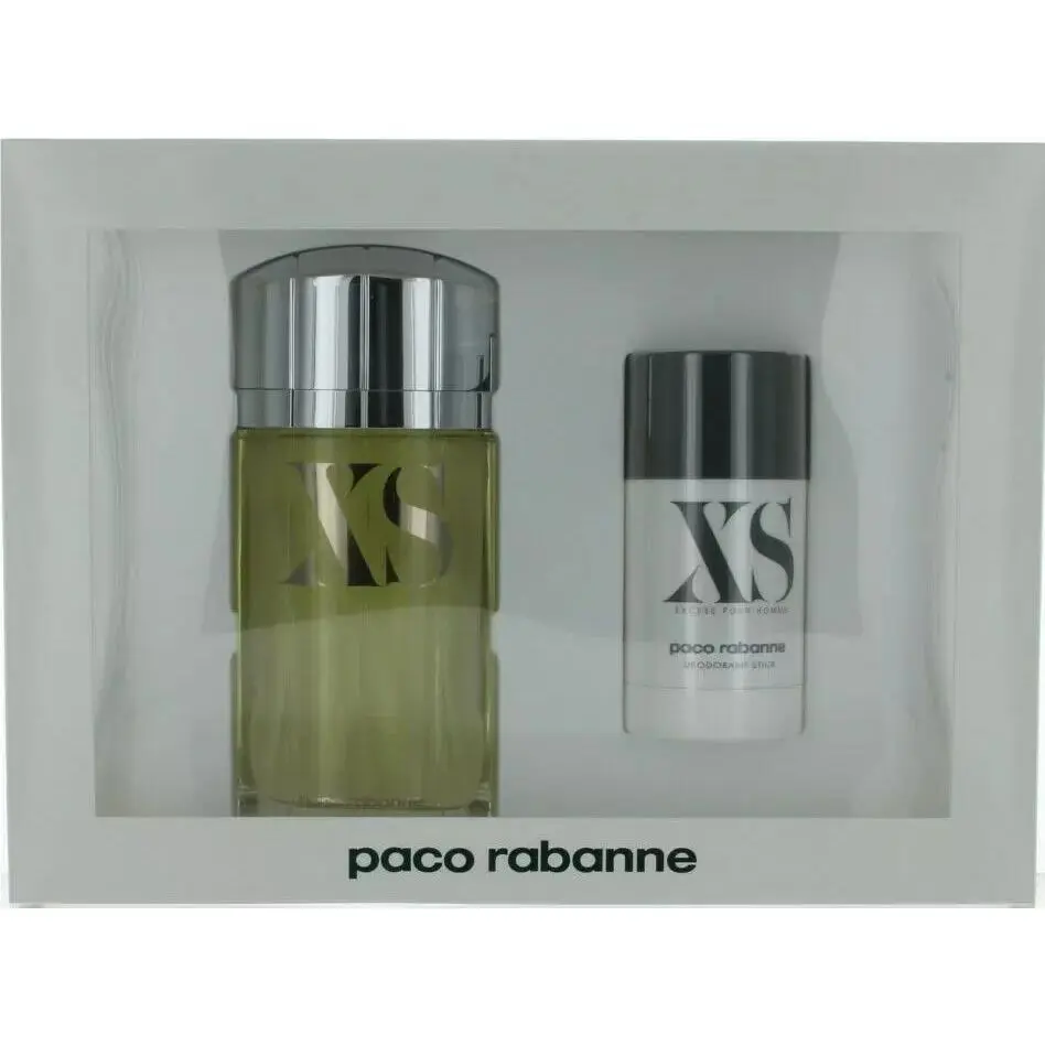 XS BY Paco Rabanne 2 Pcs Set 3.3 Edt Spray and Deodorant Stick Men+free Perfume
