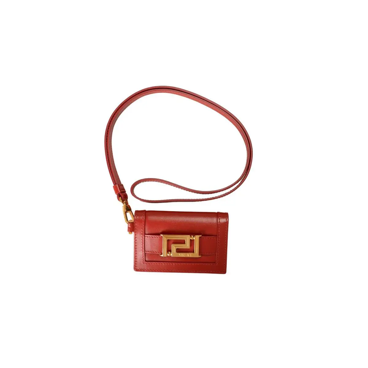 Versace Unisex Red Leather Logo Card Case