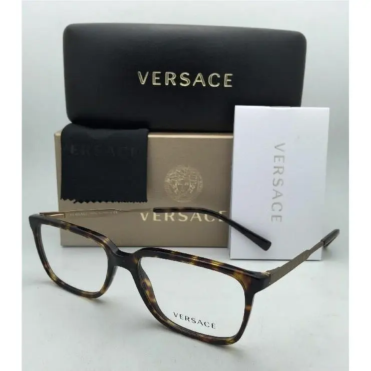 Versace Rx-able Eyeglasses VE 3209 108 55-17 Tortoise Gold Frames w/ Demos