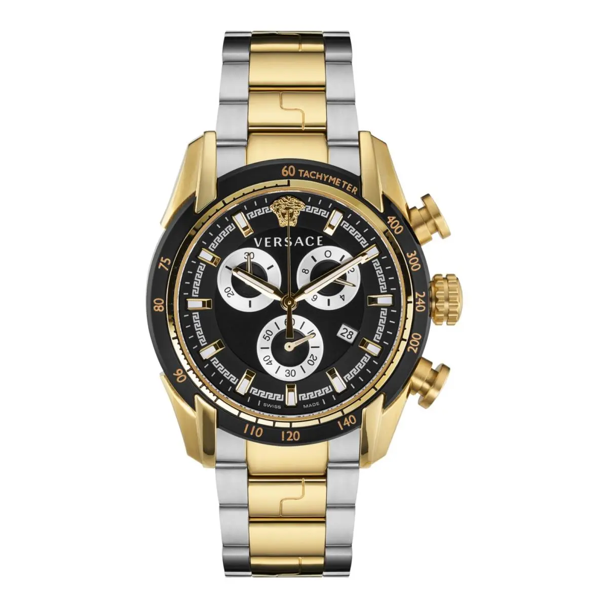 Versace Mens Two Tone 44mm Bracelet Fashion Watch