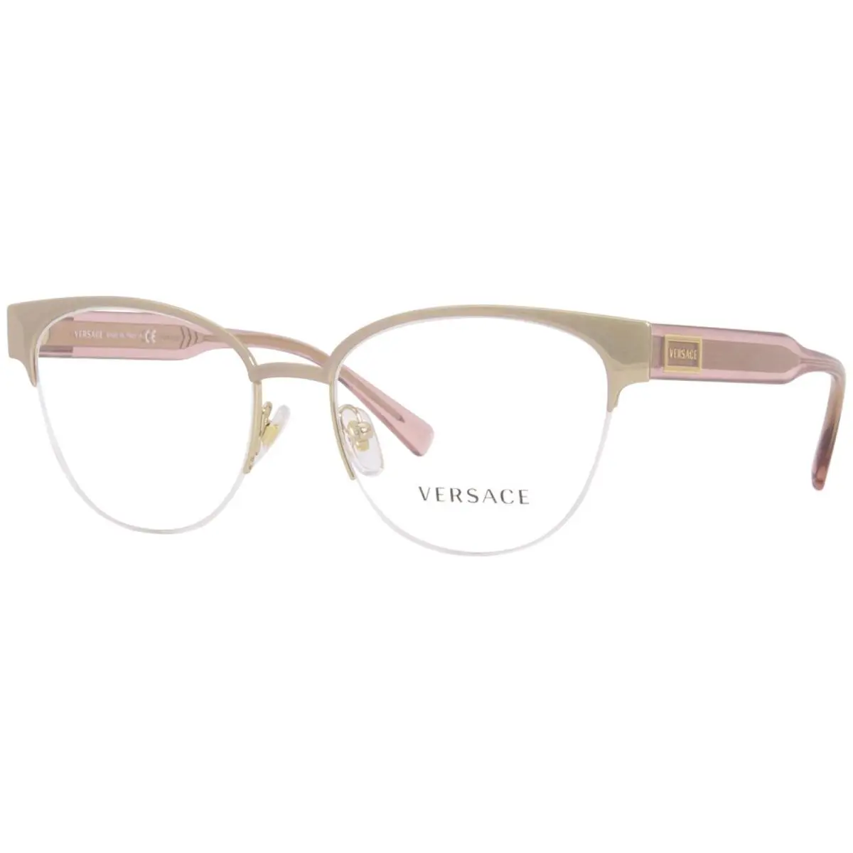 1265 1463 Eyeglasses Frame Gold/pink Transparent Semi Rim Cat Eye 53-mm by Versace