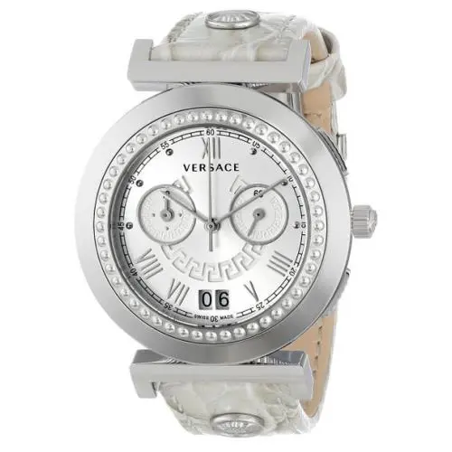 Versace Women`s VA9020013 Vanity Chrono Round Steel Chronograph Grey Wristwatch