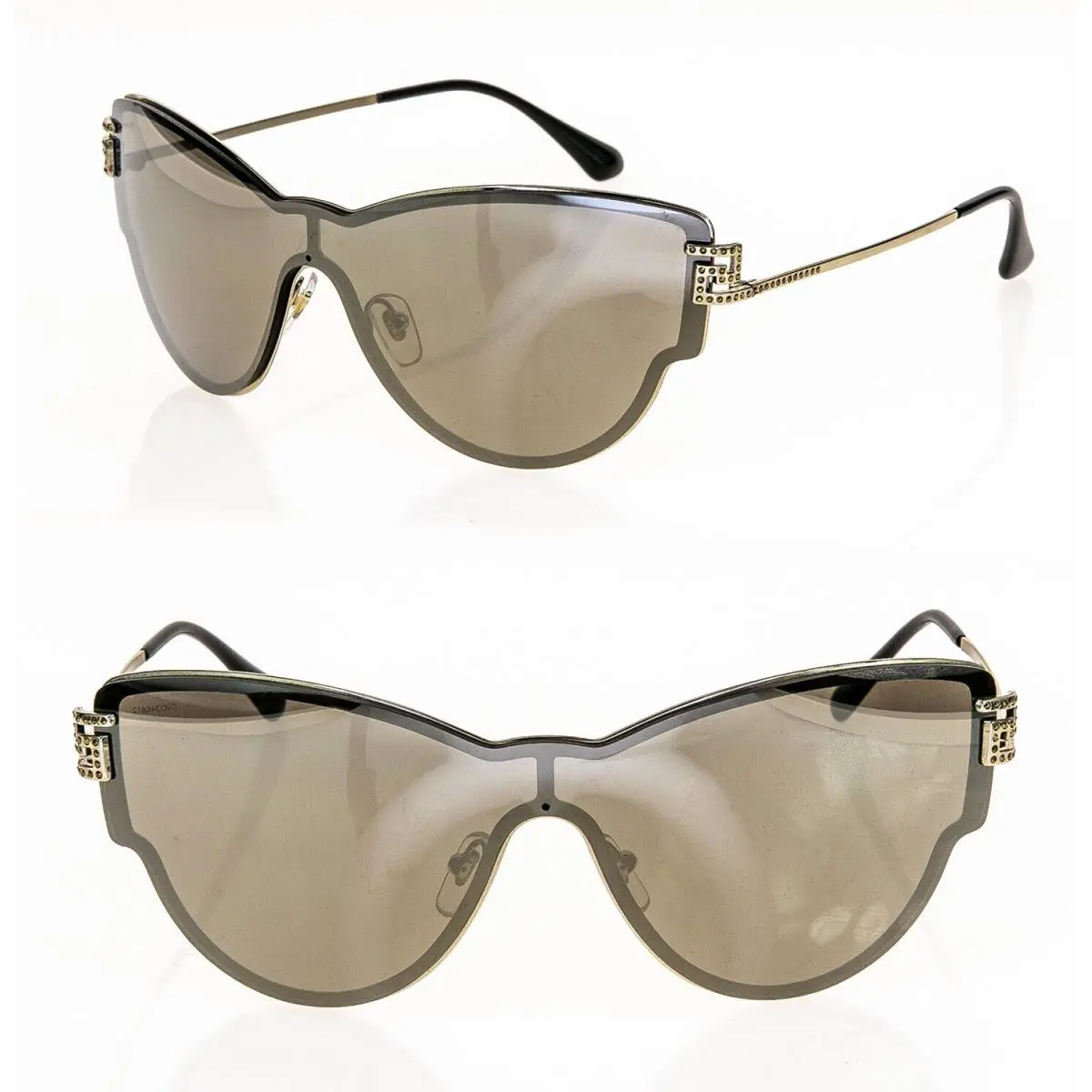 Versace 2172 Greca Stars Crystal VE2172B Pale Gold Metal Mirrored Sunglasses