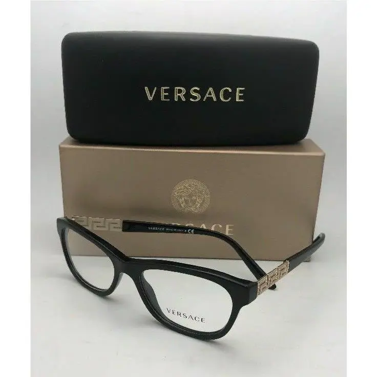 Versace Rx-able Eyeglasses VE 3212-B GB1 52-16 140 Black Gold w/ Crystals