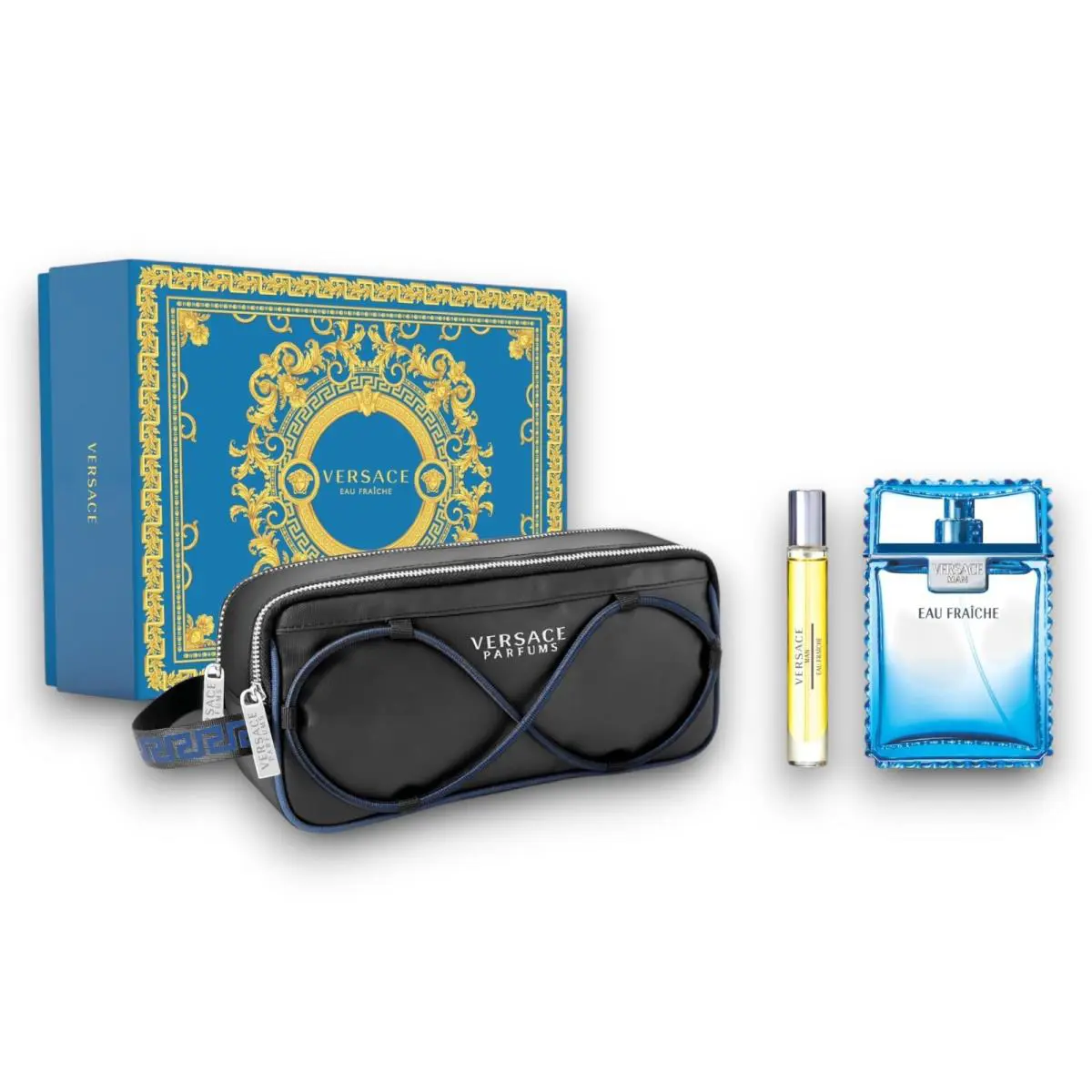 Versace Eau Fraiche - 3 Pc Set 3.4oz Edt Spray 10ml Edt Spray Versace Bag