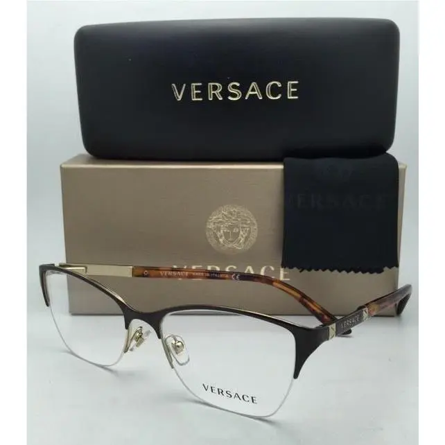 Versace Eyeglasses VE 1218 1344 53-17 Gold-brown-tortoise Semi-rimless Frame