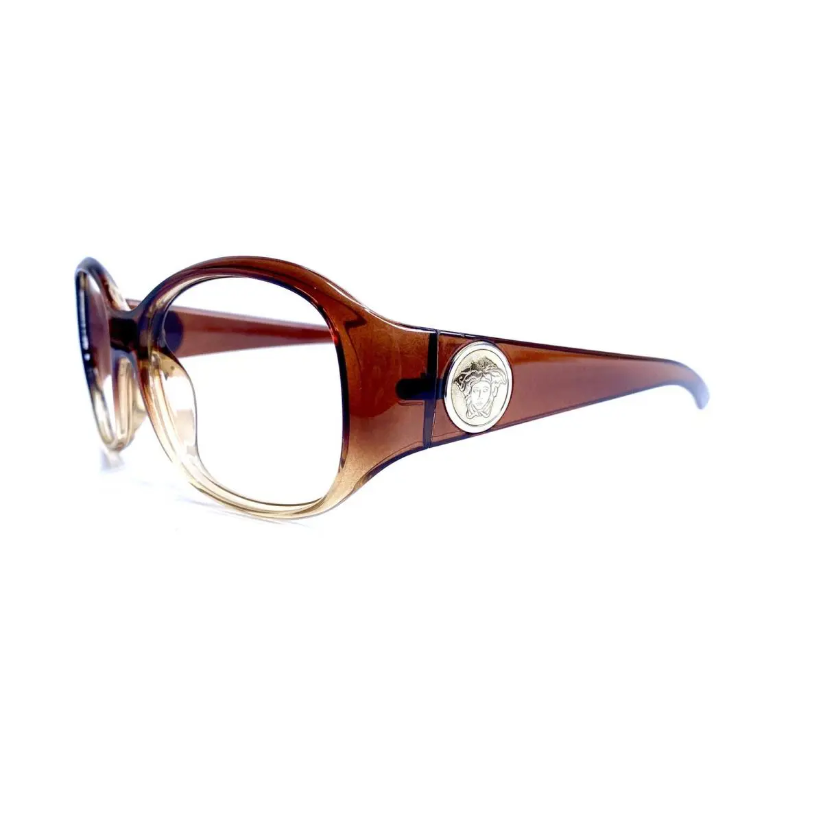Versace Brown Beige Clear Oval Wrap Medusa Glasses Italy Mod 58 16 130