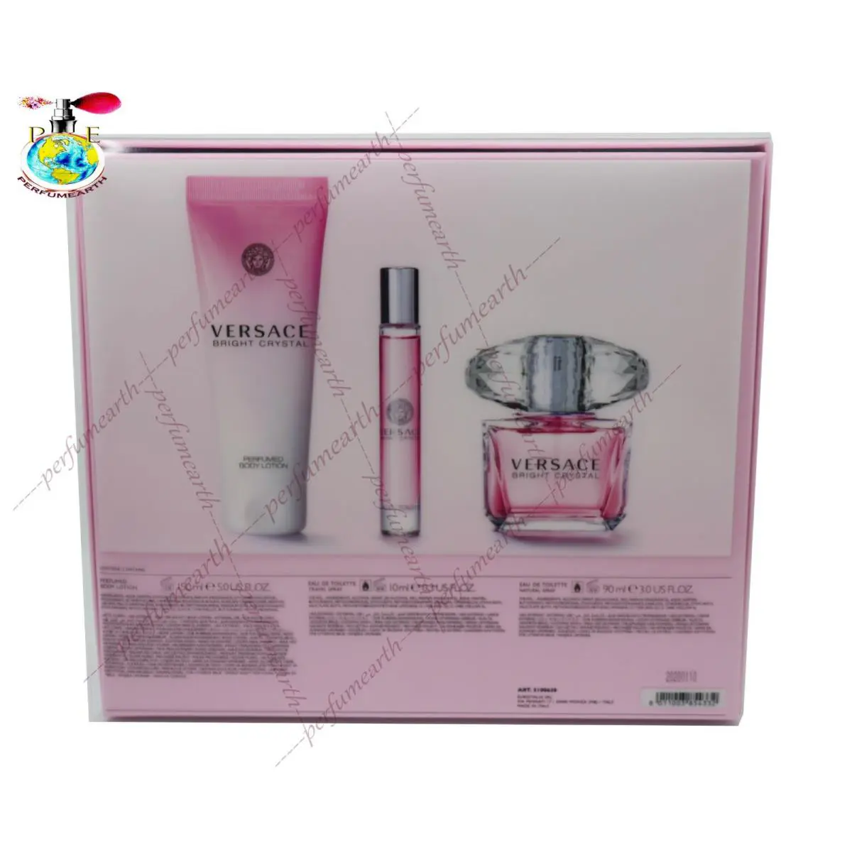 Versace Bright Crystal 3 Pcs Set with 3.0oz./90ml Edt Spray For Women