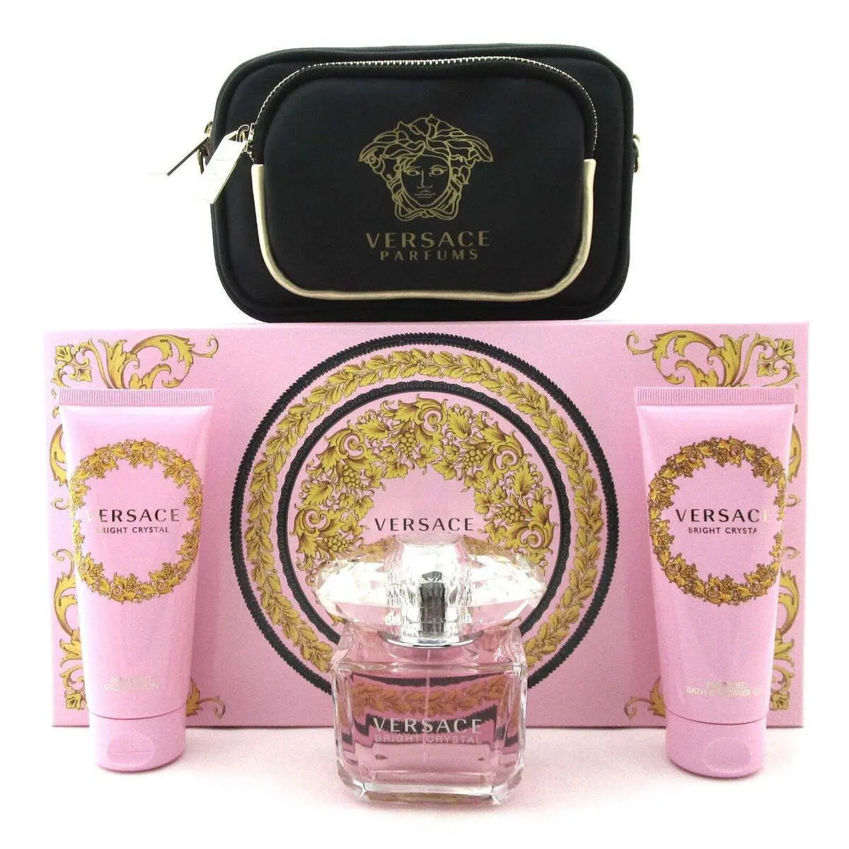 Versace Bright Crystal Perfume For Women-3.0OZ.EDT Spray 4PC Gift Set Ship