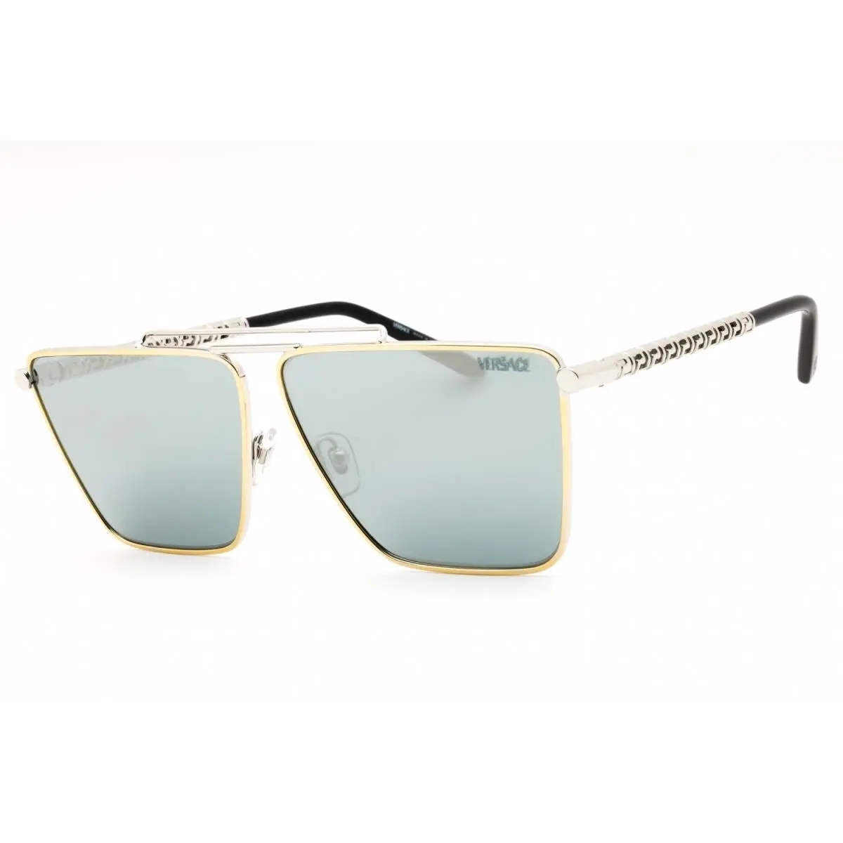 Versace VE2266 15141U Sunglasses Gold Silver Frame Blue Silver Mirror Lens 64mm