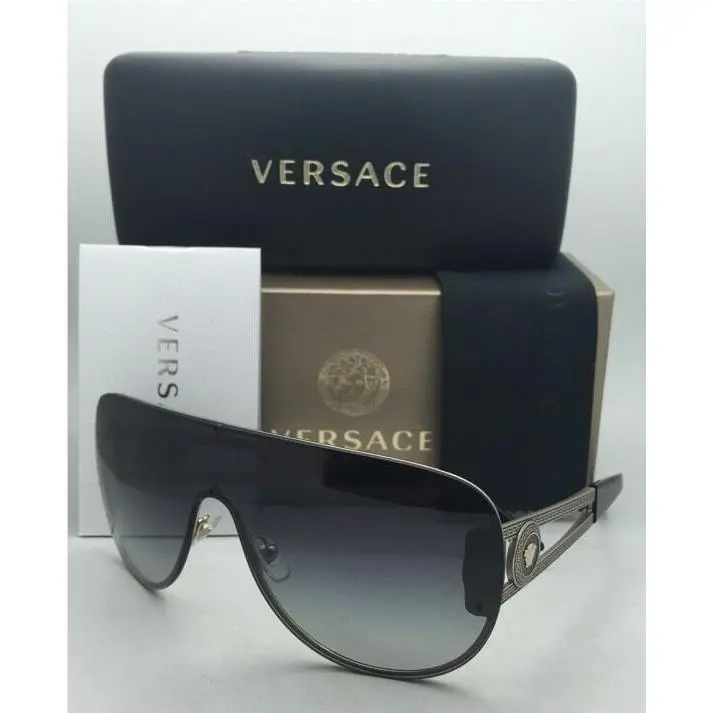 Versace Sunglasses VE 2166 1252/8G 140 Gold Black Shield Frame W/grey Fade