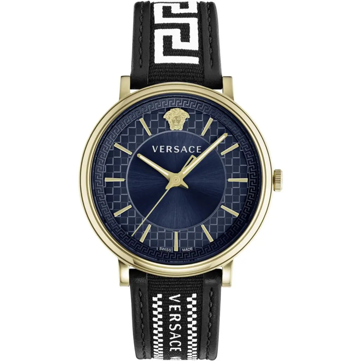 Versace V-circle Collection Watch Luxury Mens Watch Timepiece Swiss 42mm Black