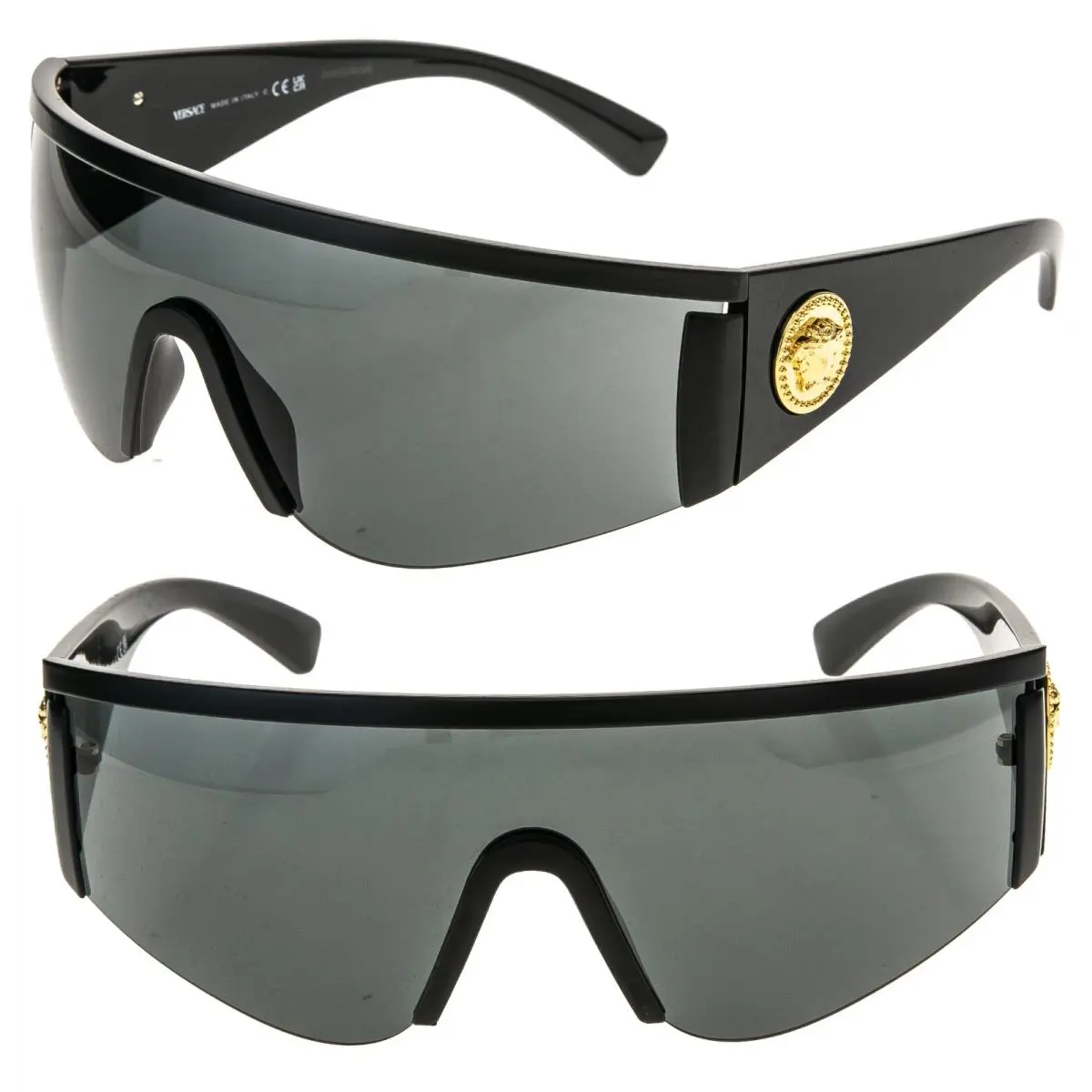 Versace 2197 Tribute Shield Matte Black VE2197 Unisex Visor Wrap Mask Sunglasses