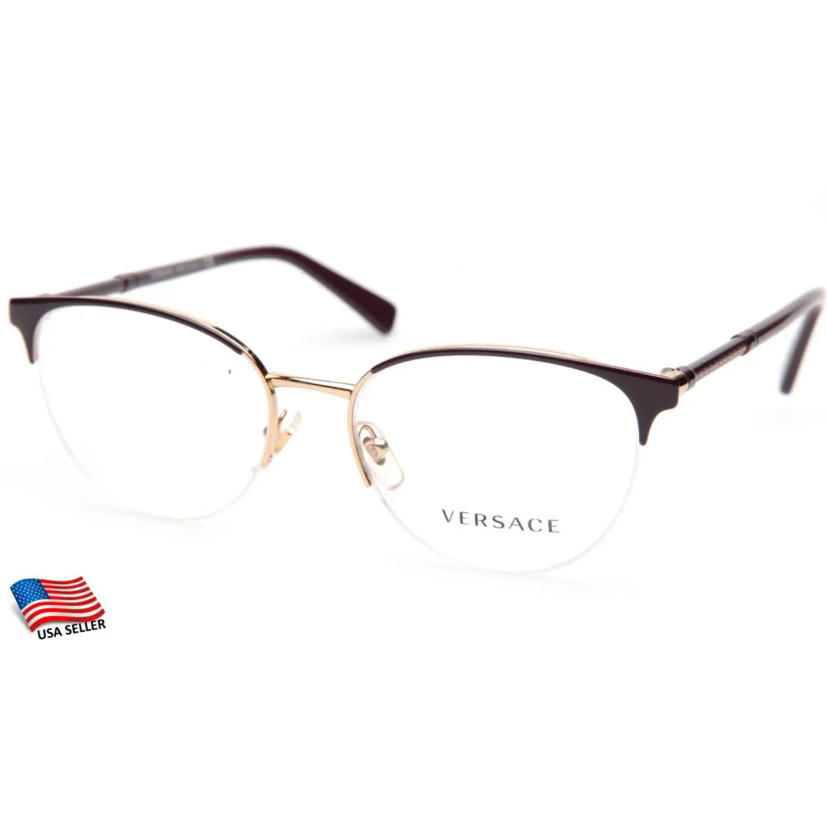 Versace Mod 1247 1418 Eggplant Eyeglasses Frame 52-17-140mm Italy