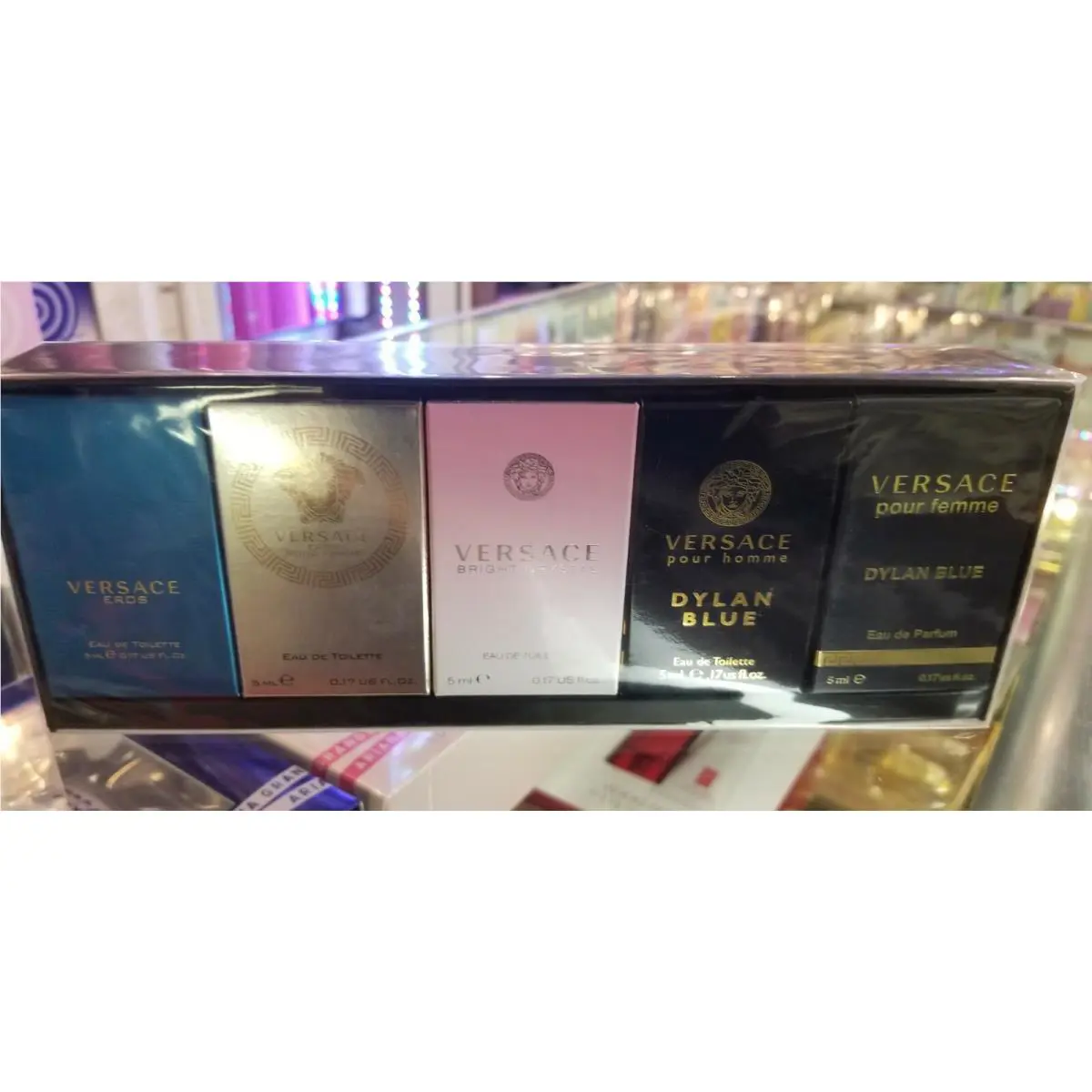 Versace 5 Pc 0.17 oz Dab On Mini Travel Fragrance Gift Set Men Women Box