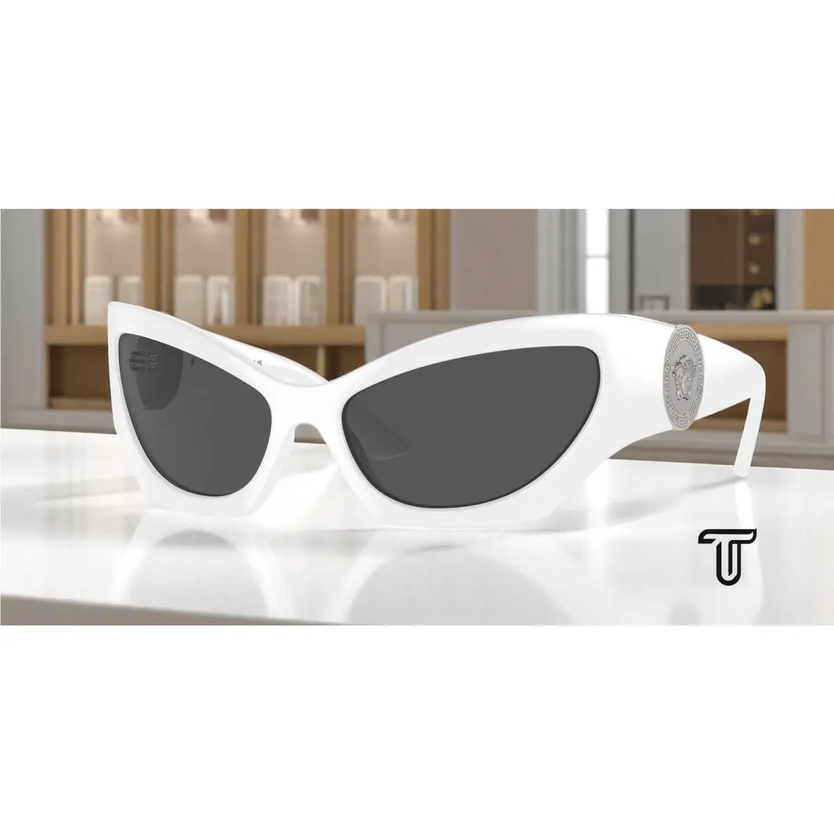 Versace VE4450 314 87 White Dark Grey 60 mm Women`s Sunglasses