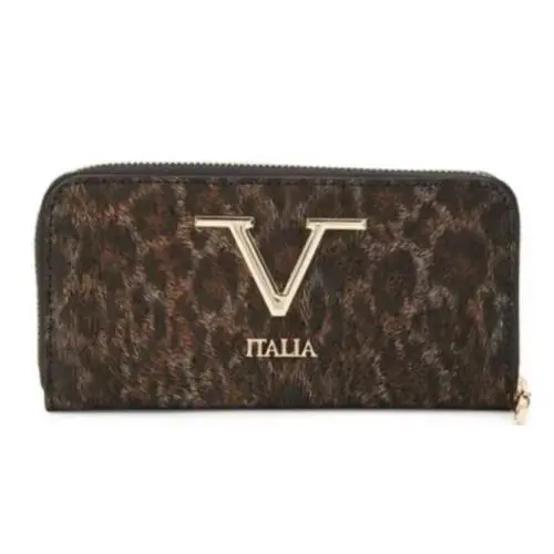 V Italia Made In Italy Registered Trademark Of Versace Leather Zip Around Wallet