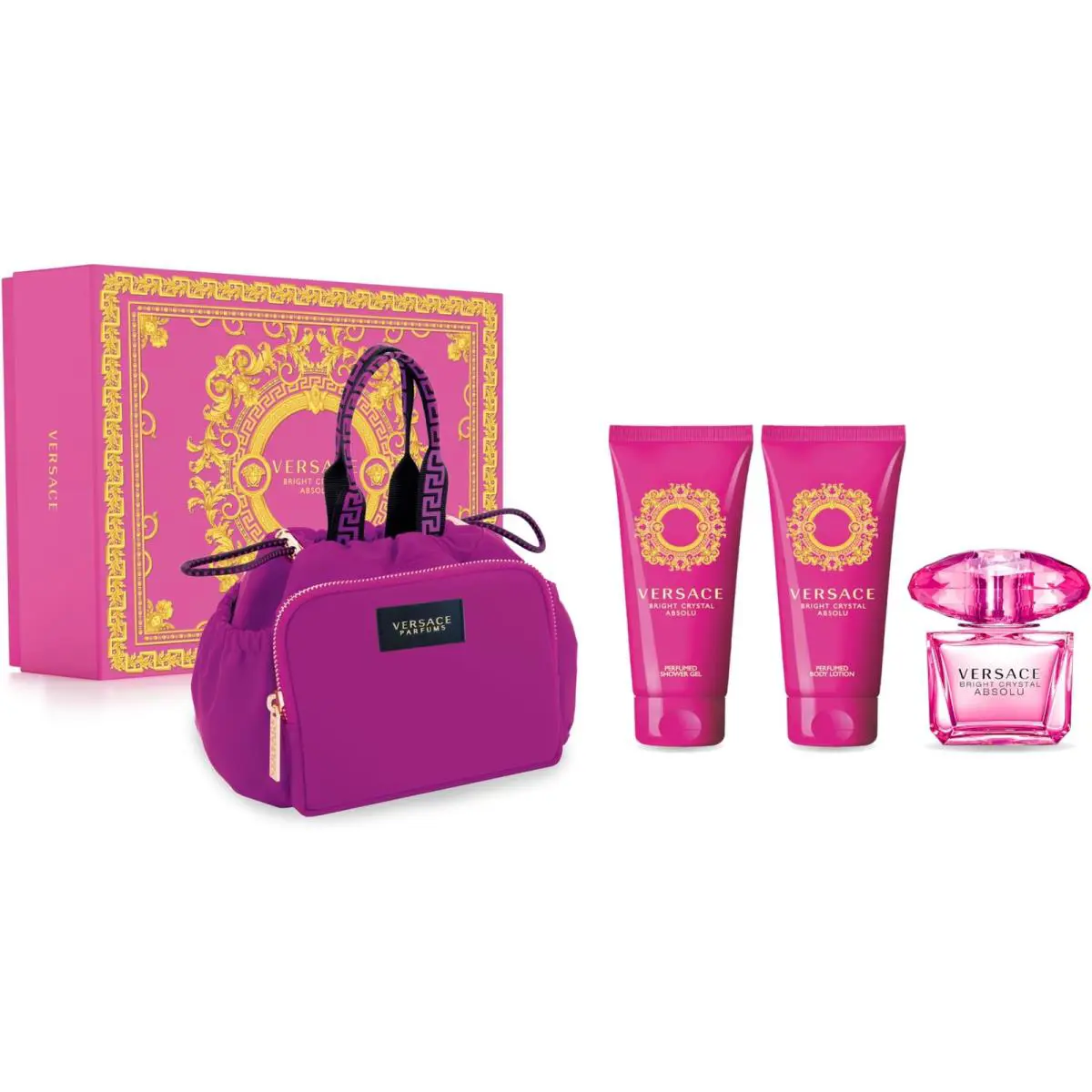 Versace Bright Crystal Absolu Perfume-3.0 oz Edp Spray 4PC Gift Set Ship