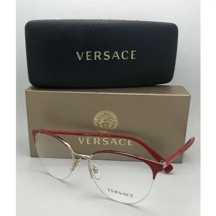 Versace Eyeglasses Mod. 1247 1408 52-17 140 Red Gold Semi Rimless Cat Eye