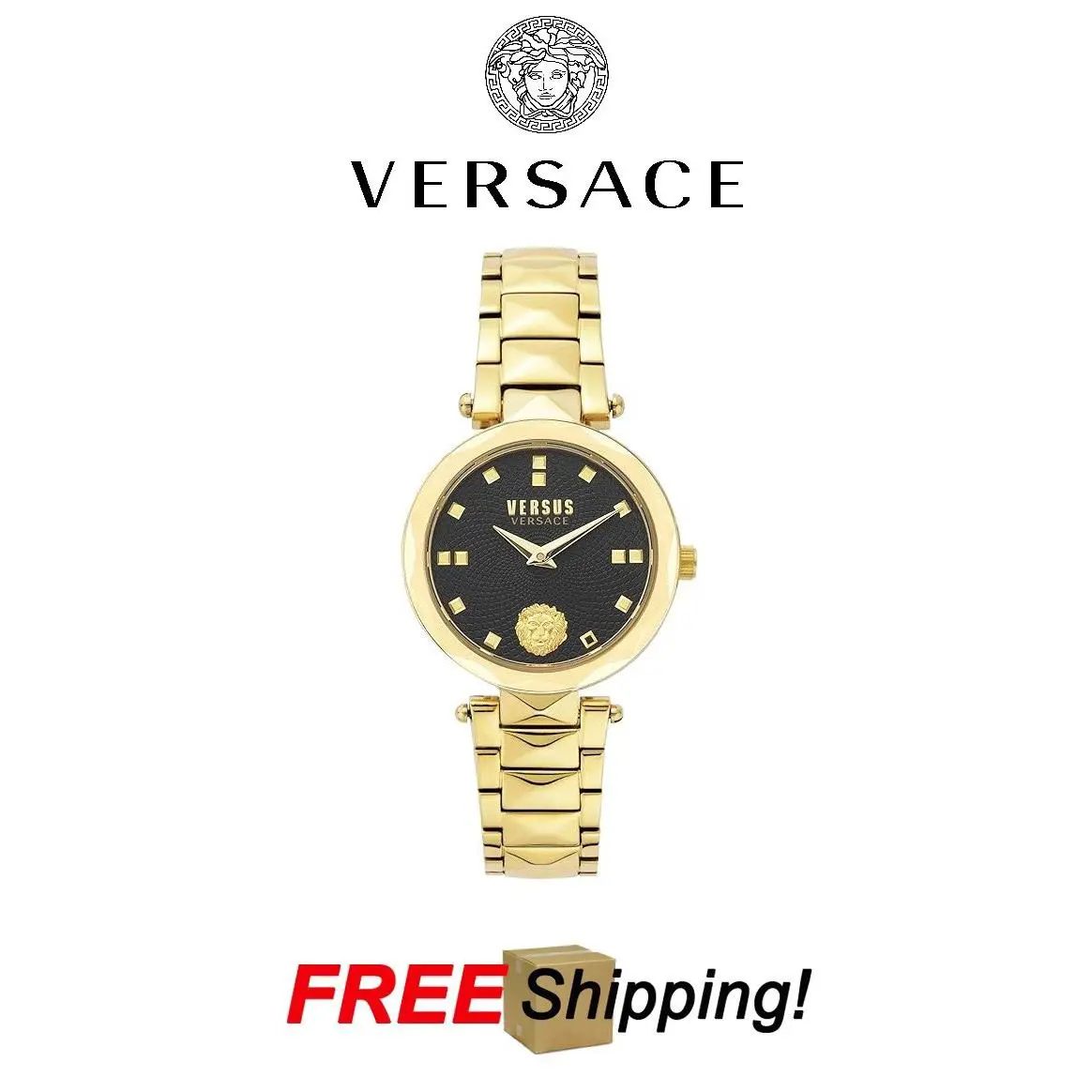 Versace Brick Lane Luxury Covent Garden Collection Versus Gold Black Dial